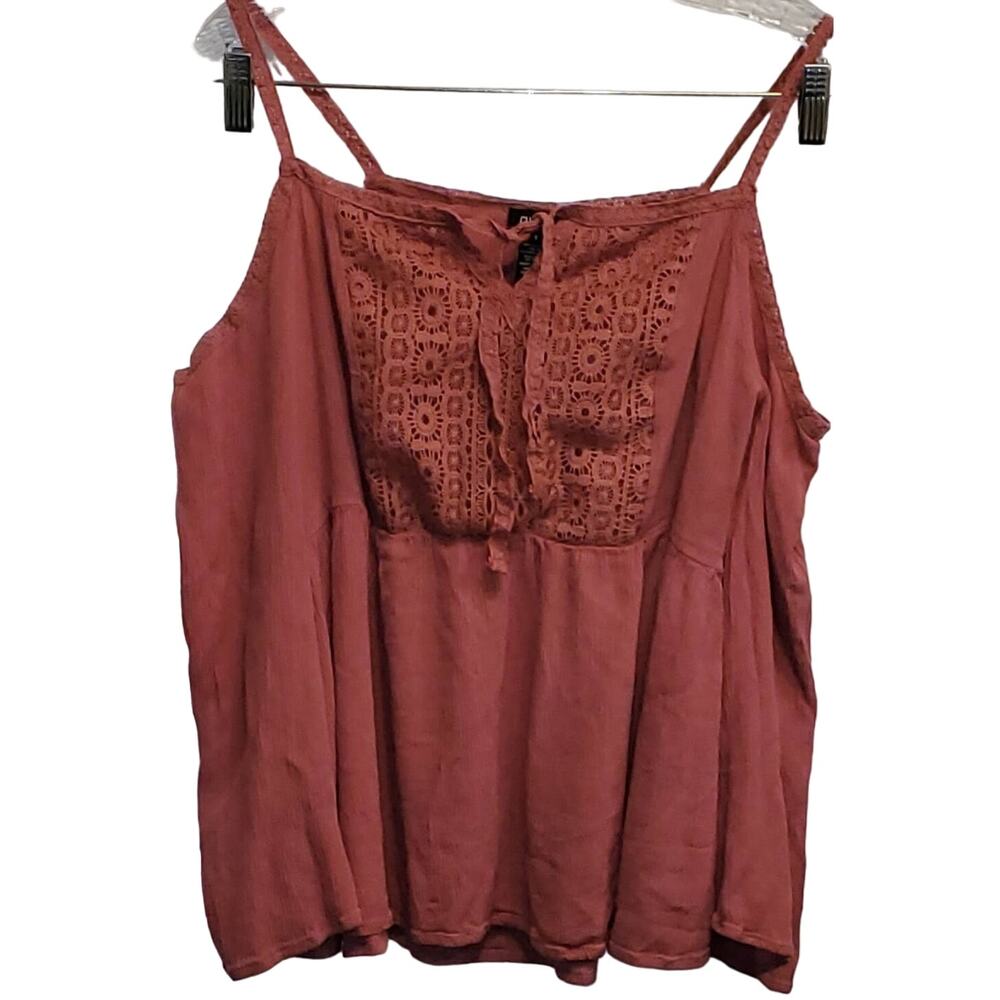 Rue 21 Flowy Pink Cold Shoulder Lace Accents Bell Sleeves Shirt Size Small